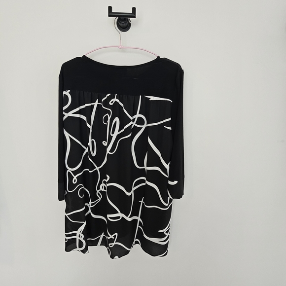 Joseph Ribkoff Black Tunic with White Abstract Hem - Picture 2 of 3